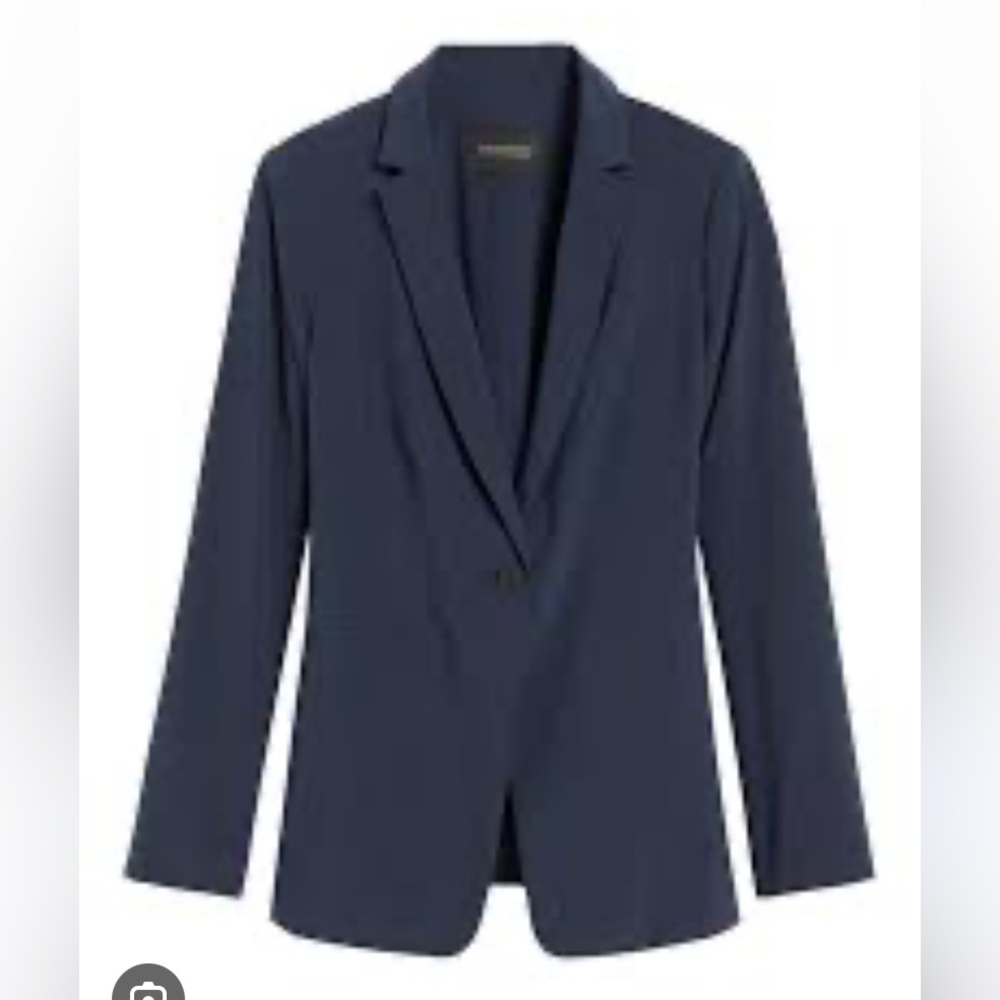 NEW Banana Republic Navy Long and Lean Performance Flyweight Blazer, 10 Tall